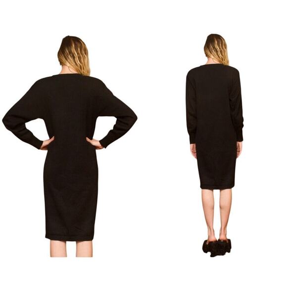 Darian Vintage 80s Black Knit Sequin Embellished Sweater Dress Sz M Avante Garde - Picture 2 of 12
